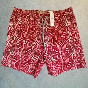J.Crew Swim Trunks Mens Size S Red Board Shorts Mesh Lined Beach Swimwear NEW!